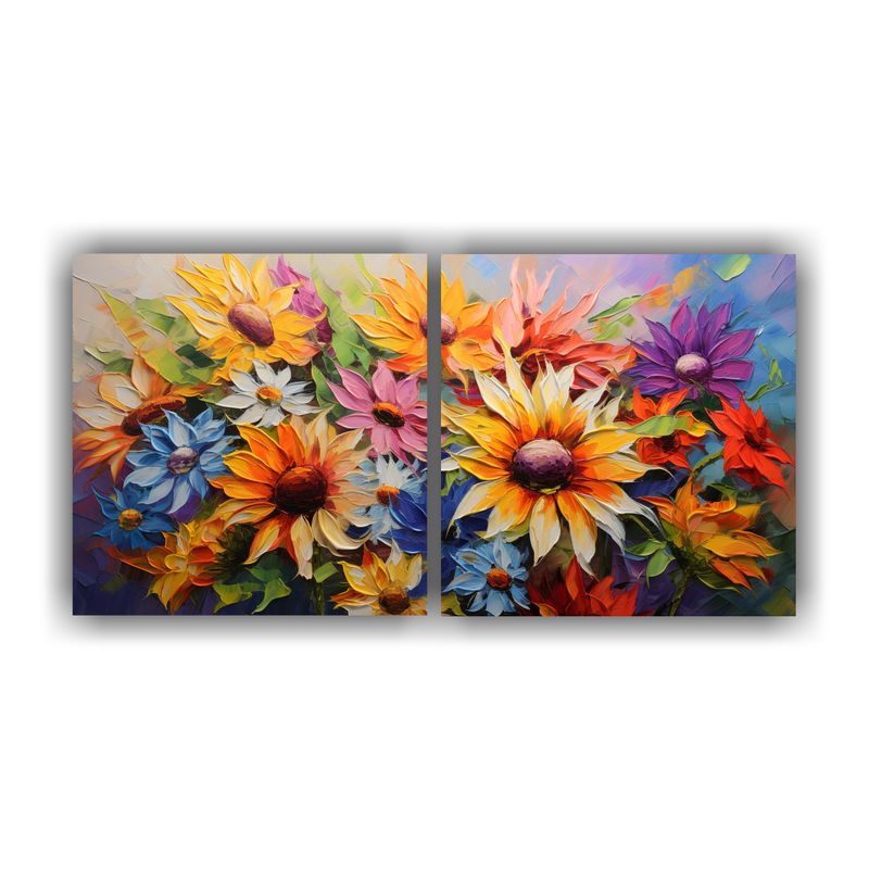 GENERICO - Pintura En Lienzo De Girasoles Vibrantes En Bastidor: Decora 160x80cm