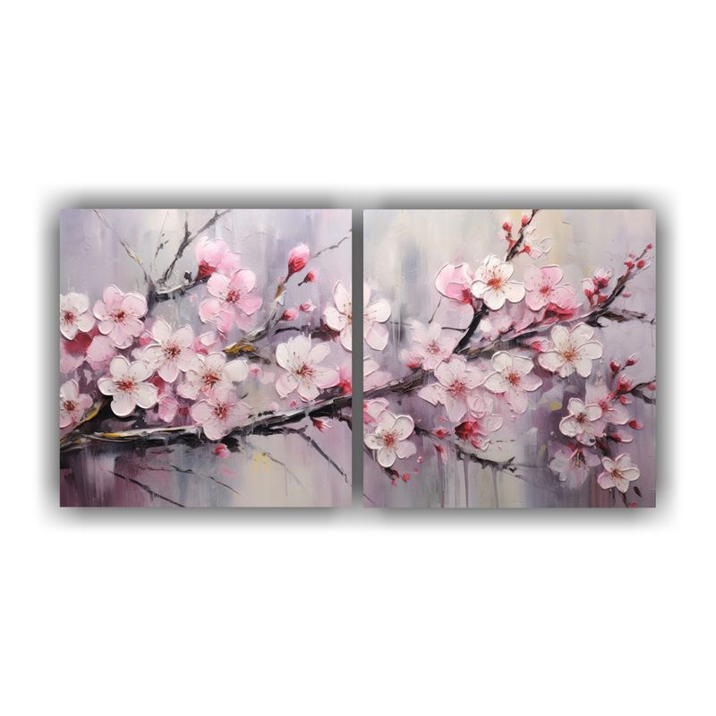 GENERICO - Pinturas Decorativas De Cerezos En Flor En Forma Simétrica  160x80cm