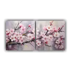 GENERICO - Pinturas Decorativas De Cerezos En Flor En Forma Simétrica 160x80cm
