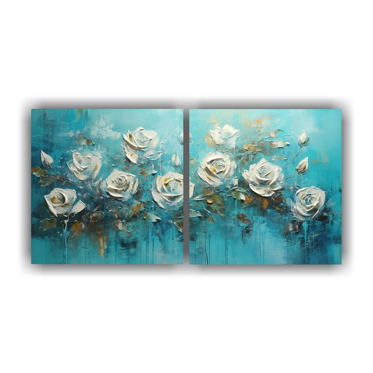 GENERICO - Cuadro Lienzos Vanguardia Naturaleza Viva, Rosas Turquesa 160x80cm