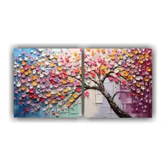 GENERICO - Pintura Arcoíris De Flores De Cerezo En Lienzo Para Decorac 160x80cm