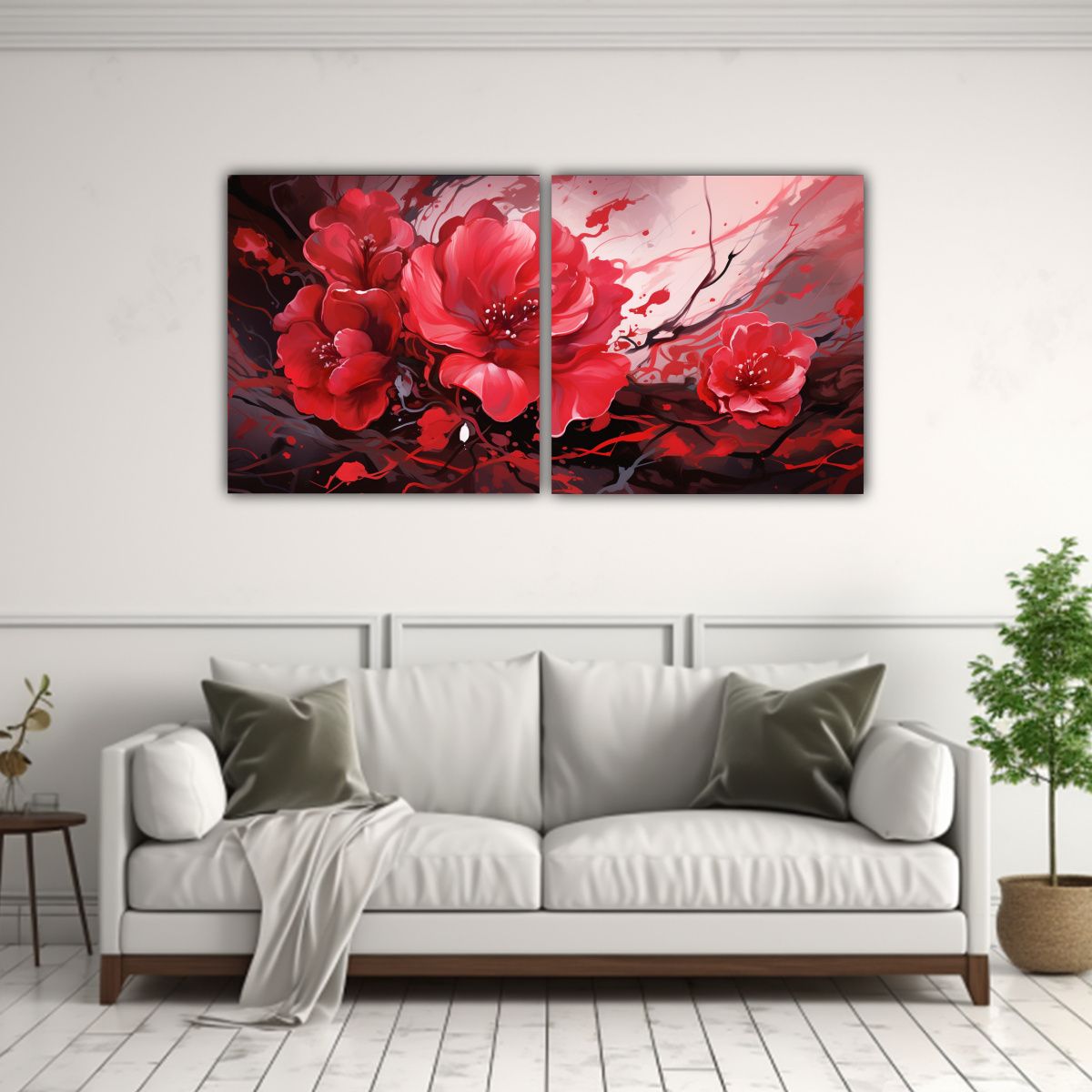 GENERICO - Conjunto 2 Lienzos Abstractos Neonoir En Estilo Medio 160x80cm