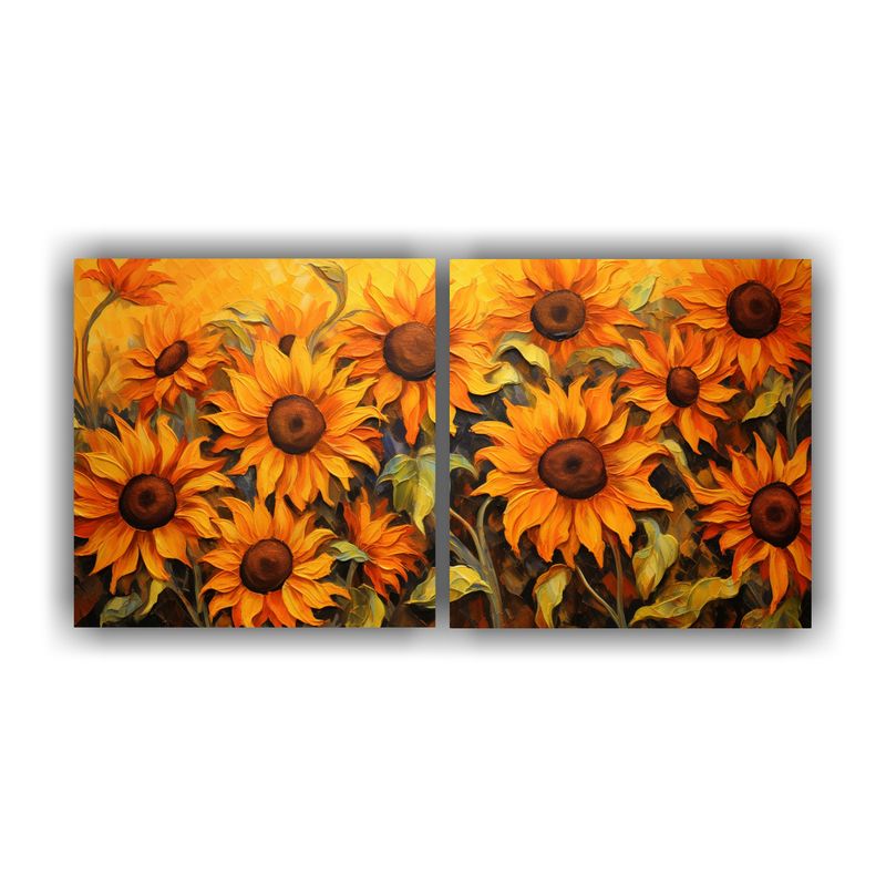 GENERICO - Conjunto De Telas Con Cuadro De Girasoles Naranjas En El Est 160x80cm