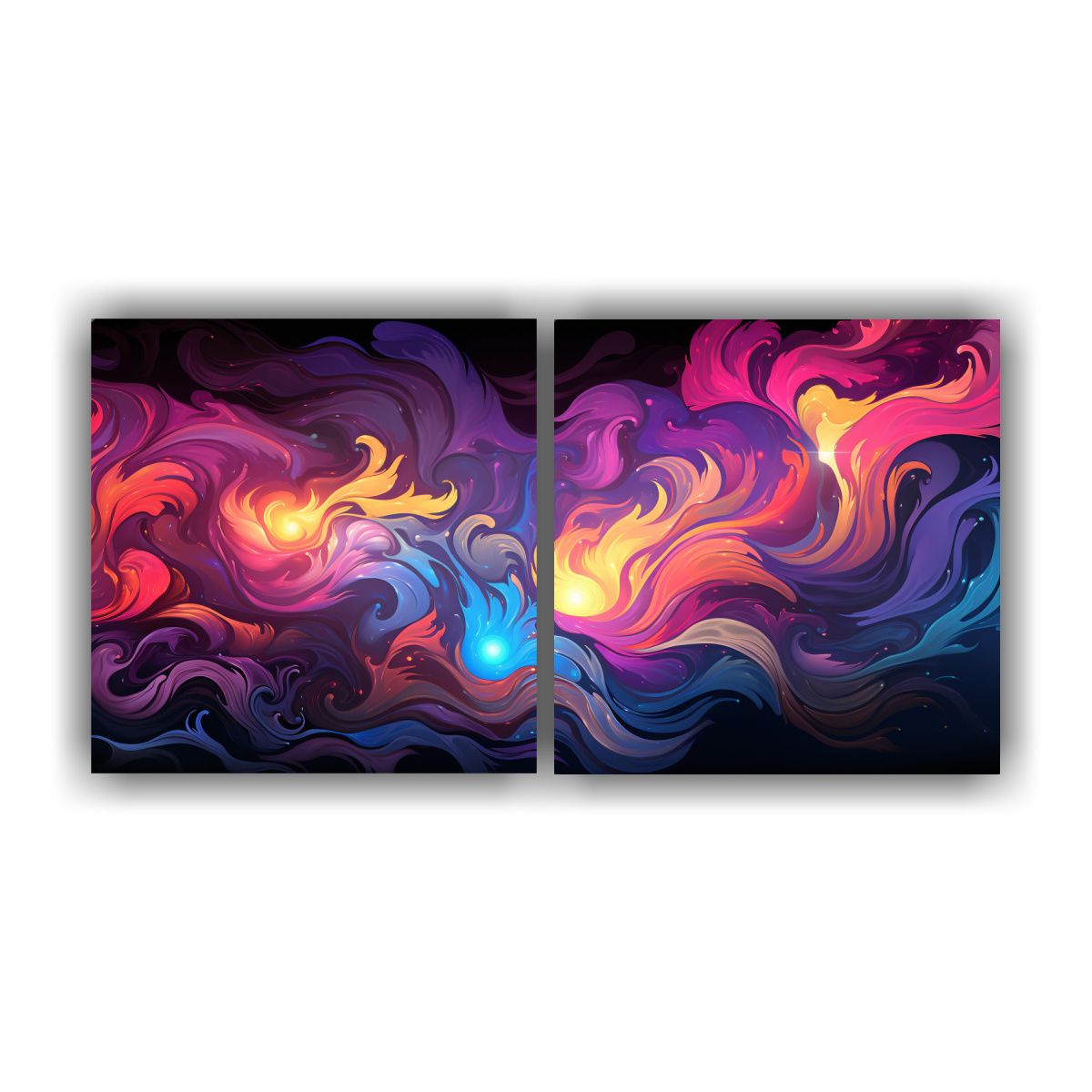 GENERICO - Cuadros De Decoración Lindos De Marbling Neon Glitchart Vap 160x80cm