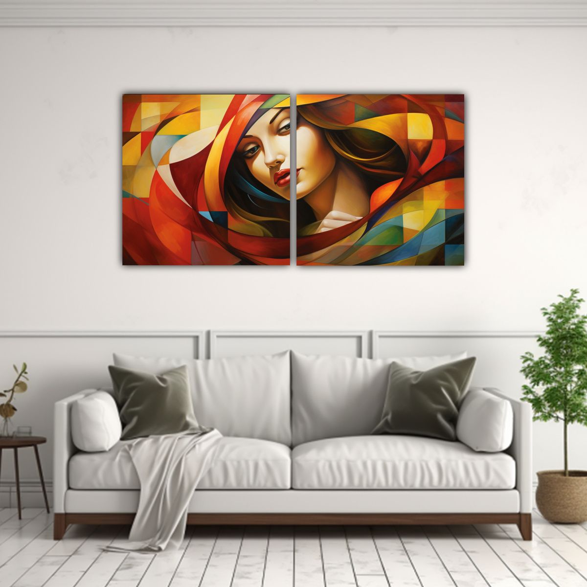 GENERICO - Cuadros Horizontales Abstractos De Mujer En Espacio 160x80cm