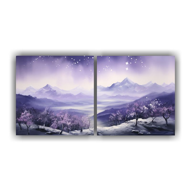 GENERICO - Cuadro De Paisaje De Montaña En Estilo Elegante Con Dos Tel 160x80cm