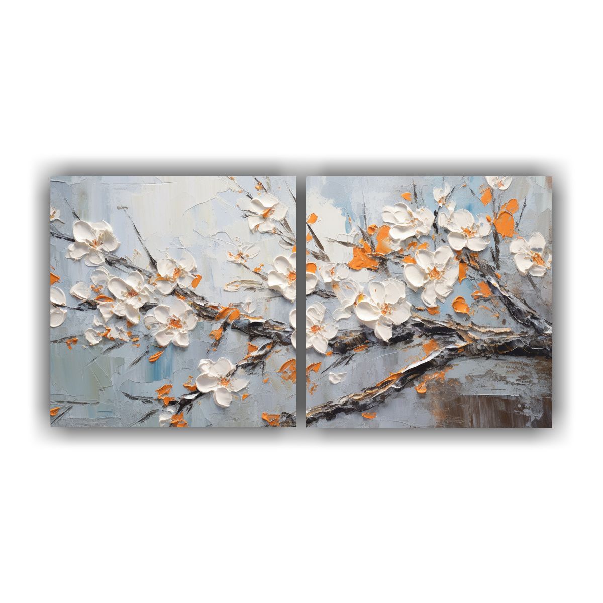 GENERICO - Pintura En Lienzo De Flores De Cerezo Naranjas Para Decorar  160x80cm