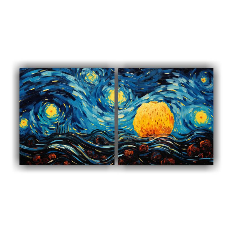 GENERICO - Cuadro De Bastidor Con Finas Líneas Inspirado En La Noche E 160x80cm