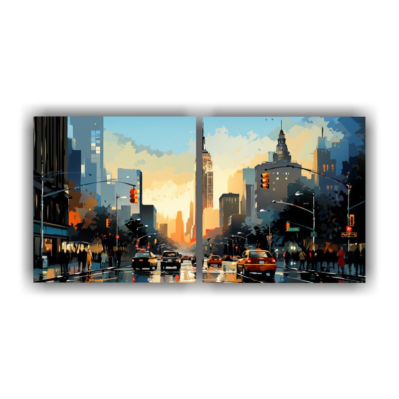 GENERICO - Diptico Horizontal Profundidad Morning NYC Estilo Wassily Ka 160x80cm