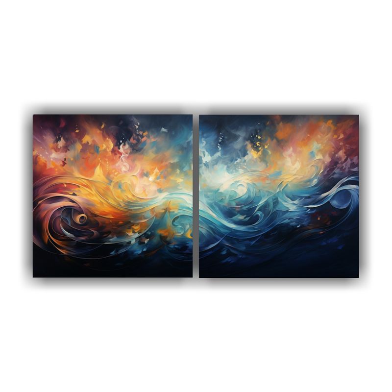 GENERICO - Pintura Decorativa Abstracta En Ondas Luminosas Melodías De 160x80cm