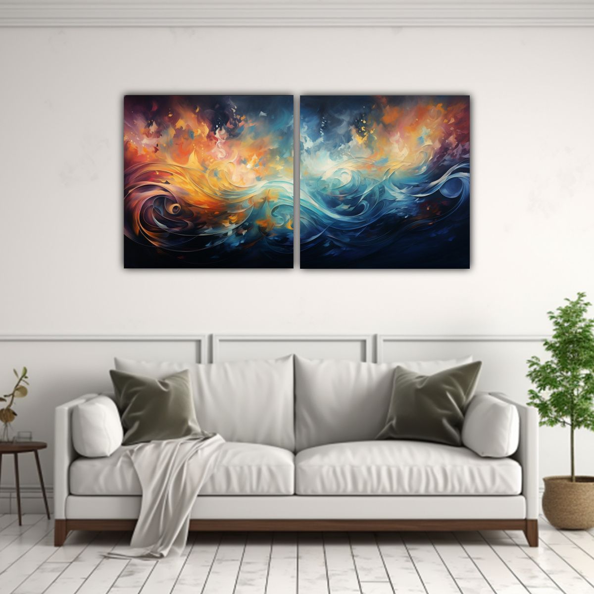 GENERICO - Pintura Decorativa Abstracta En Ondas Luminosas Melodías De 160x80cm