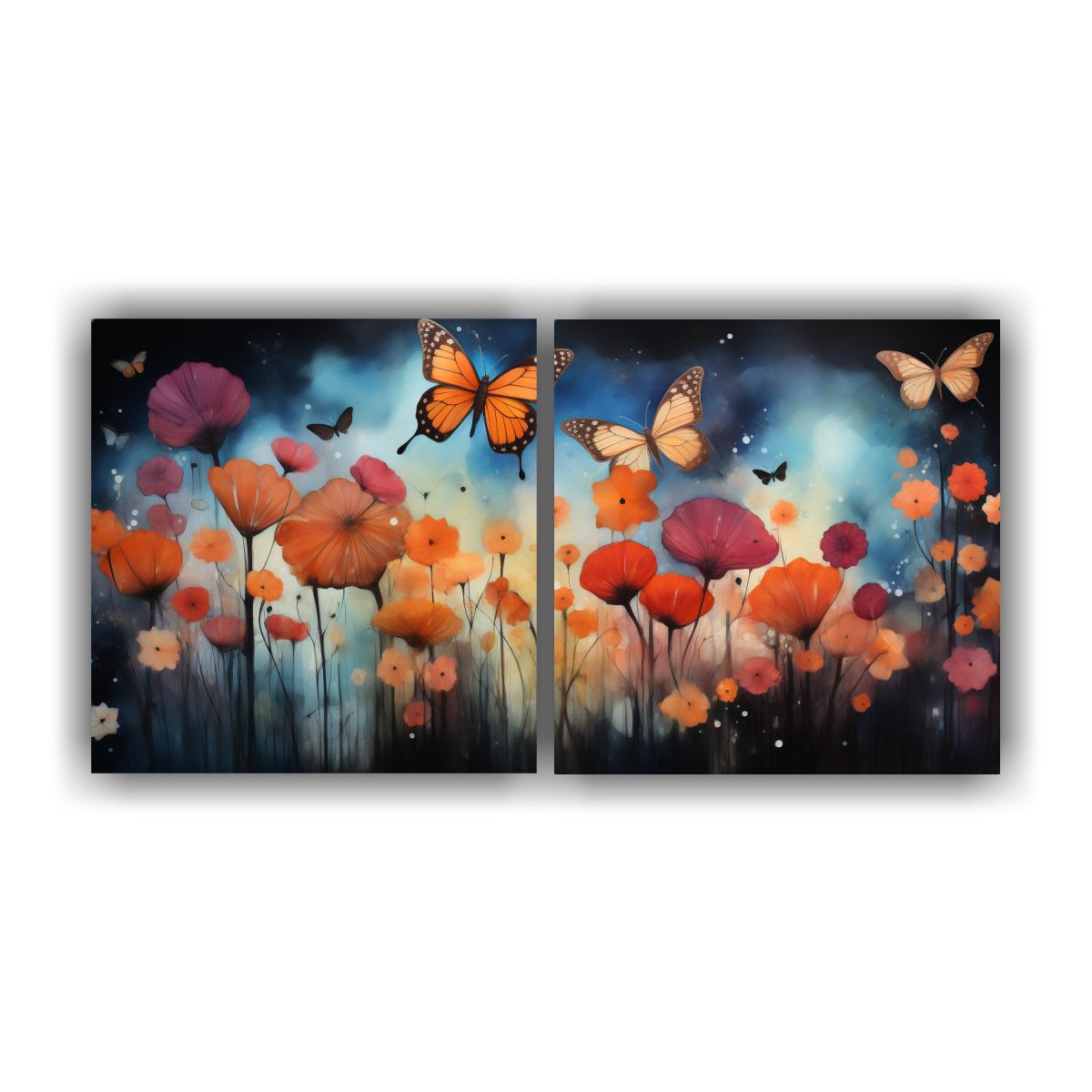 GENERICO - Cuadro Moderno Enigmático Mariposas Grandes Corazón Alegr 160x80cm