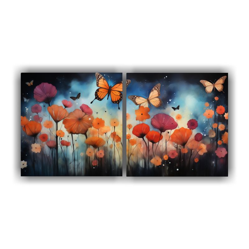 GENERICO - Cuadro Moderno Enigmático Mariposas Grandes Corazón Alegr 160x80cm