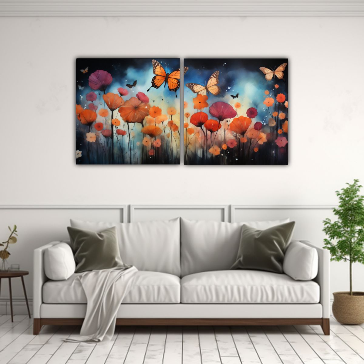 GENERICO - Cuadro Moderno Enigmático Mariposas Grandes Corazón Alegr 160x80cm