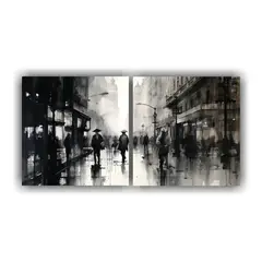 GENERICO - Díptico Patron Intenso Para Sala Con Dibujo En Tinta De Per 160x80cm