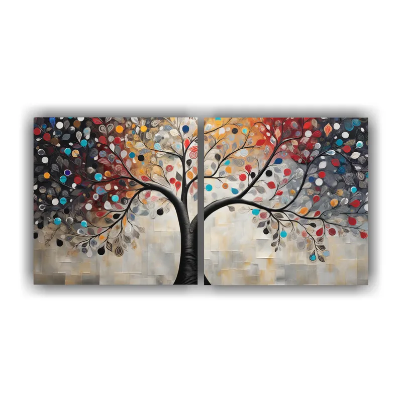 GENERICO - Lienzos Modernos Relieve Del Árbol Con Colores Vibrantes Y  160x80cm