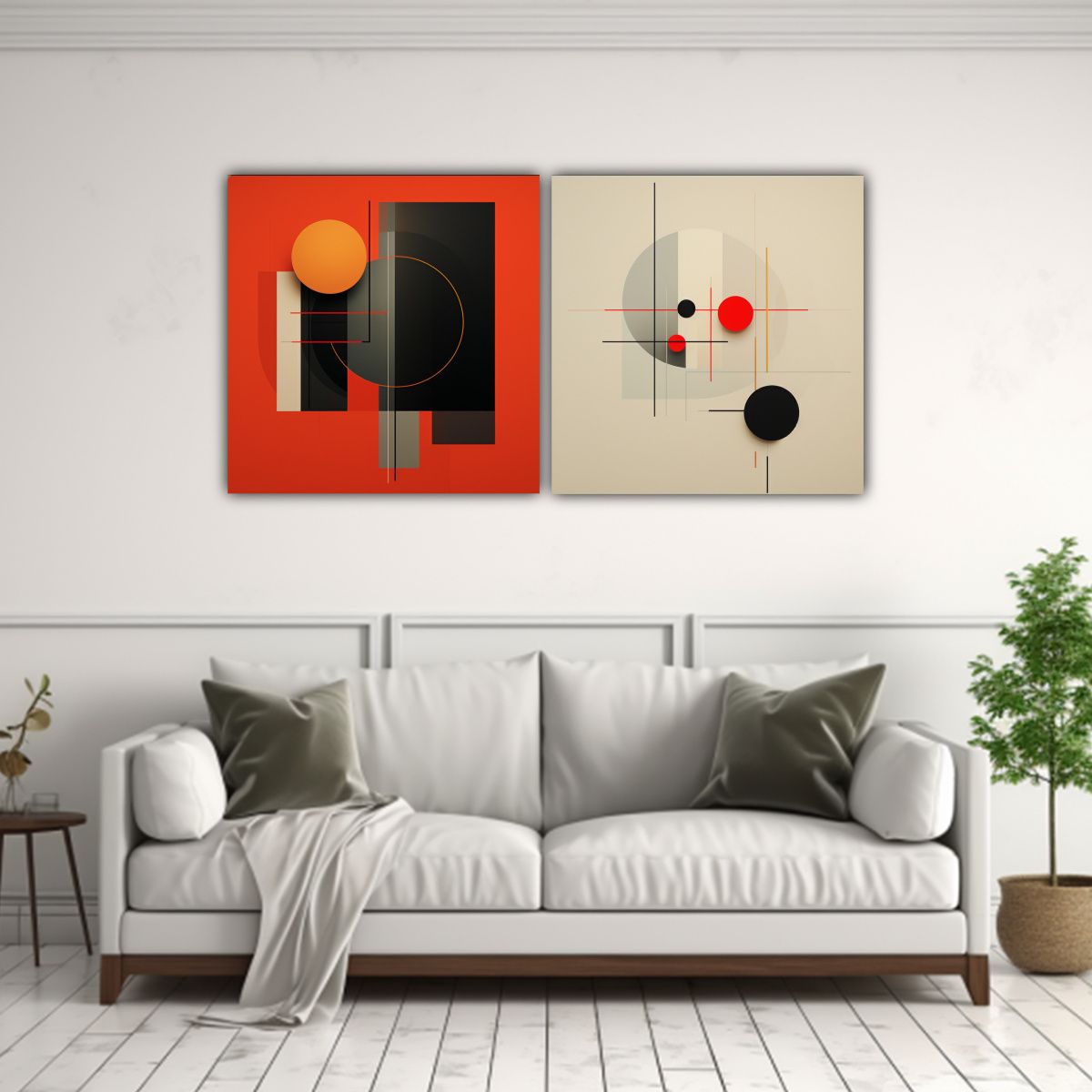 GENERICO - Cuadro Abstracto Minimalista Líneas Simétricas 160x80cm