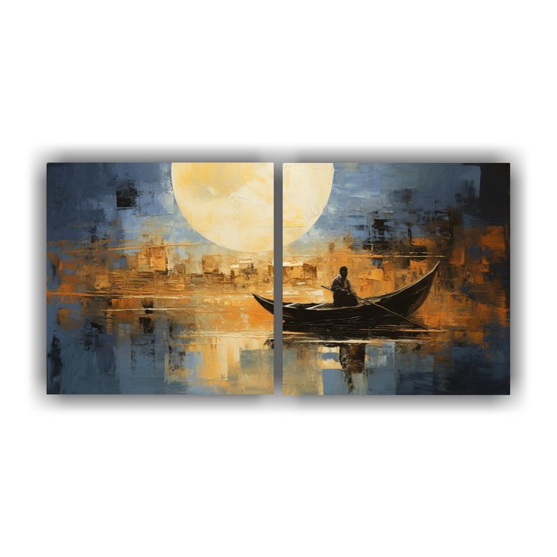 GENERICO - Pintura Abstracta De Góndola Veneciana En Tela Sublimada 160x80cm
