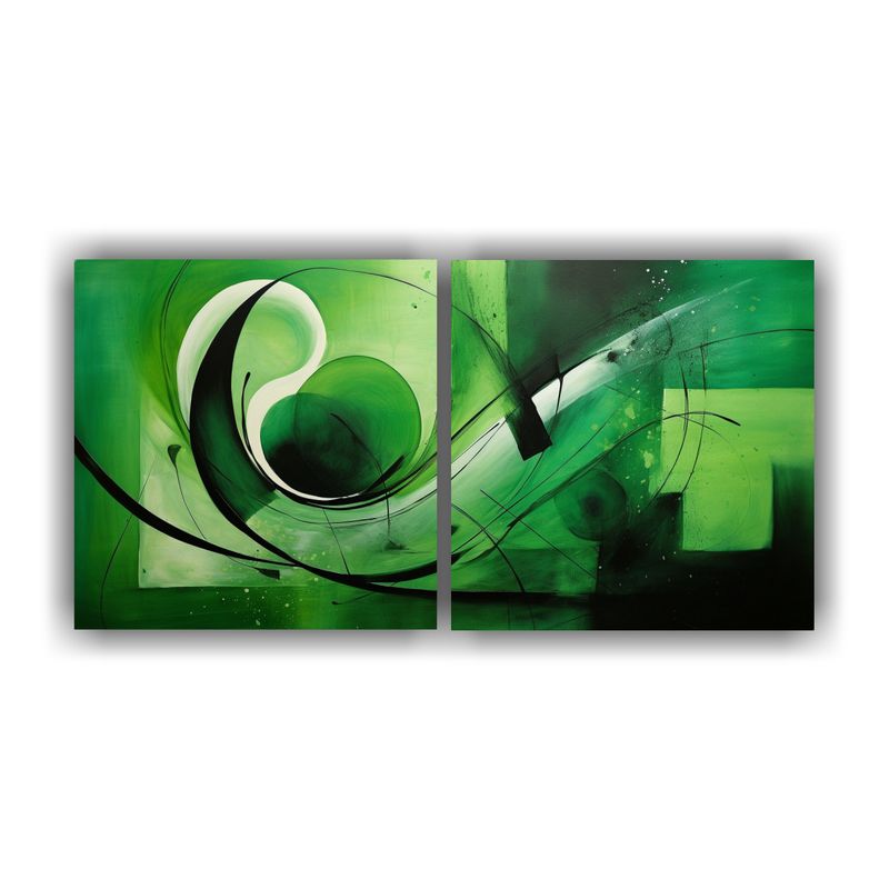 GENERICO - Cuadro Abstracto Verde De Alta Calidad 160x80cm