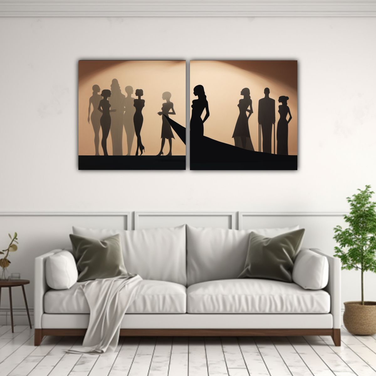 GENERICO - Pinturas De Pared Abstractas Modernas Con Siluetas E Intensa 160x80cm
