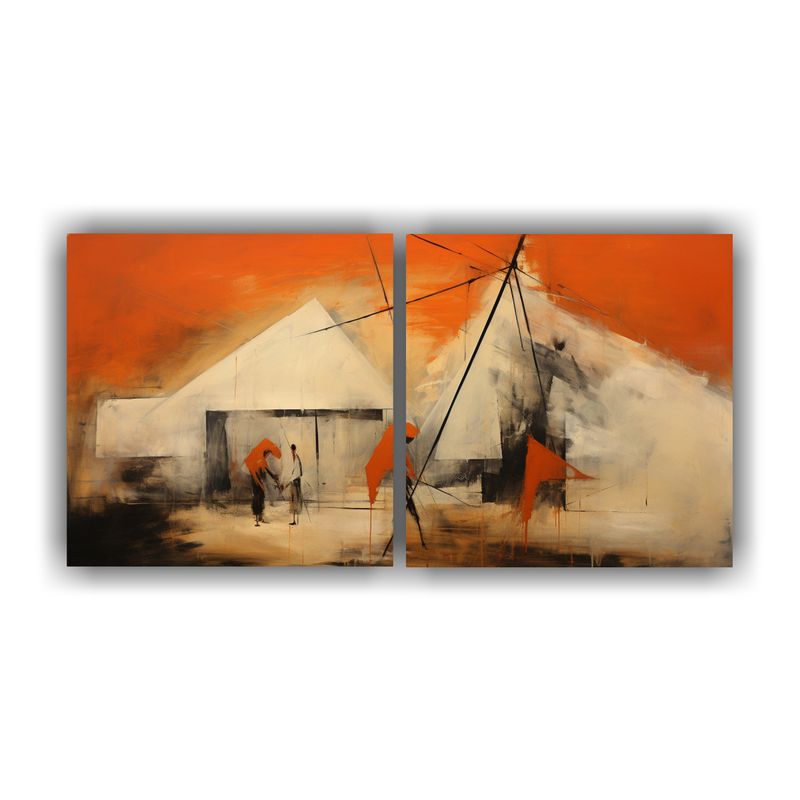 GENERICO - Set De 2 Pinturas Decorativas Abstractas Impresionistas Con  160x80cm