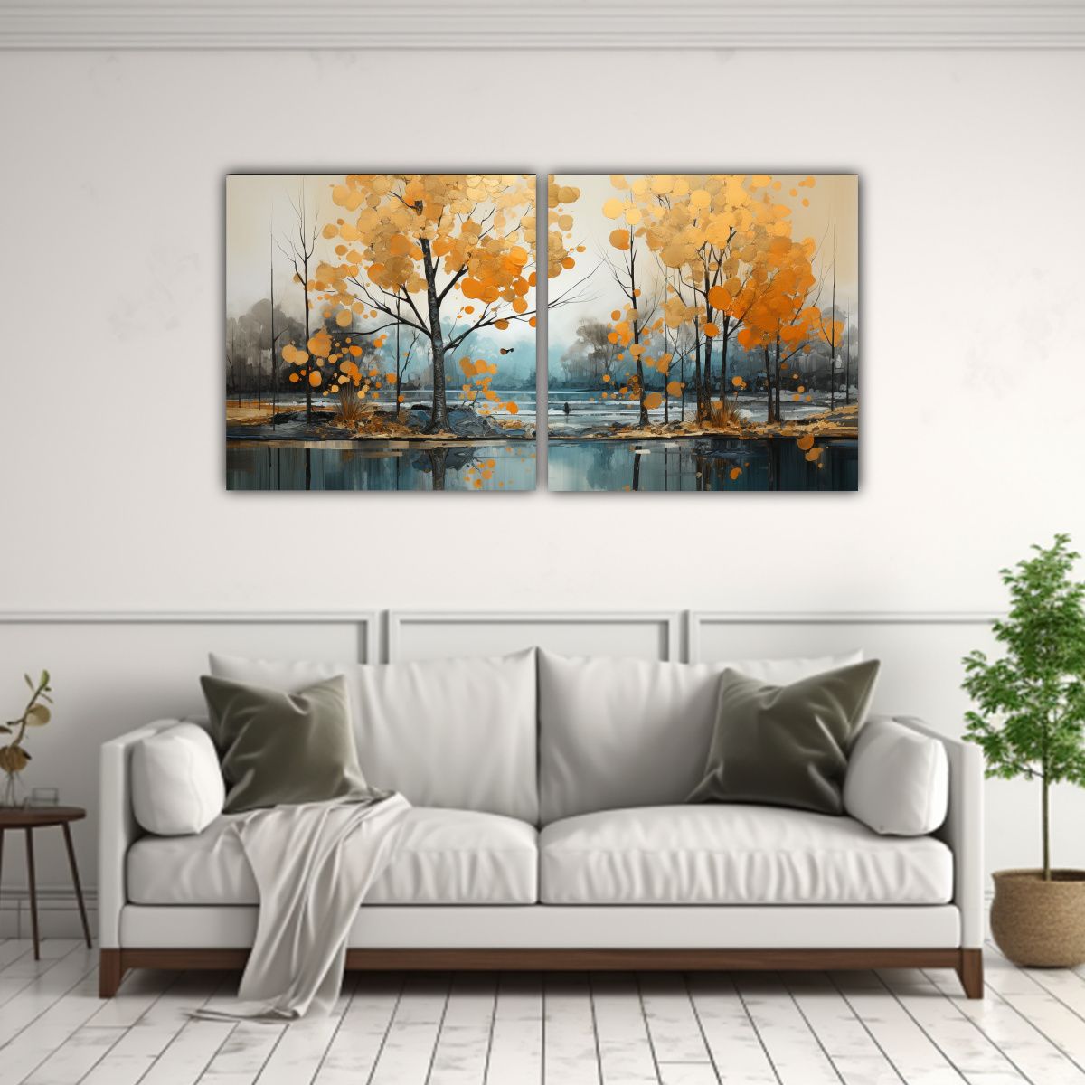 GENERICO - Cuadro Regalo Dos Telas En Bastidor Pintura Abstracta De Ár 160x80cm