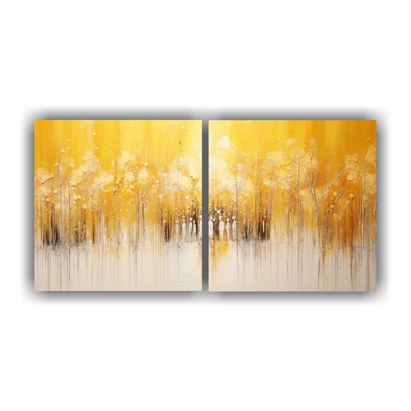 GENERICO - Cuadro Decorativo En Amarillo Y Plateado Estilo Vanguardia 160x80cm