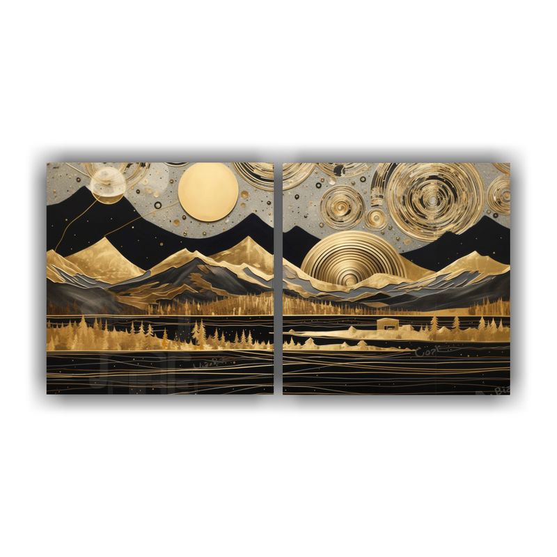 GENERICO - Cuadros Arte Grafico Con Luna Y Montañas En La Noche 160x80cm