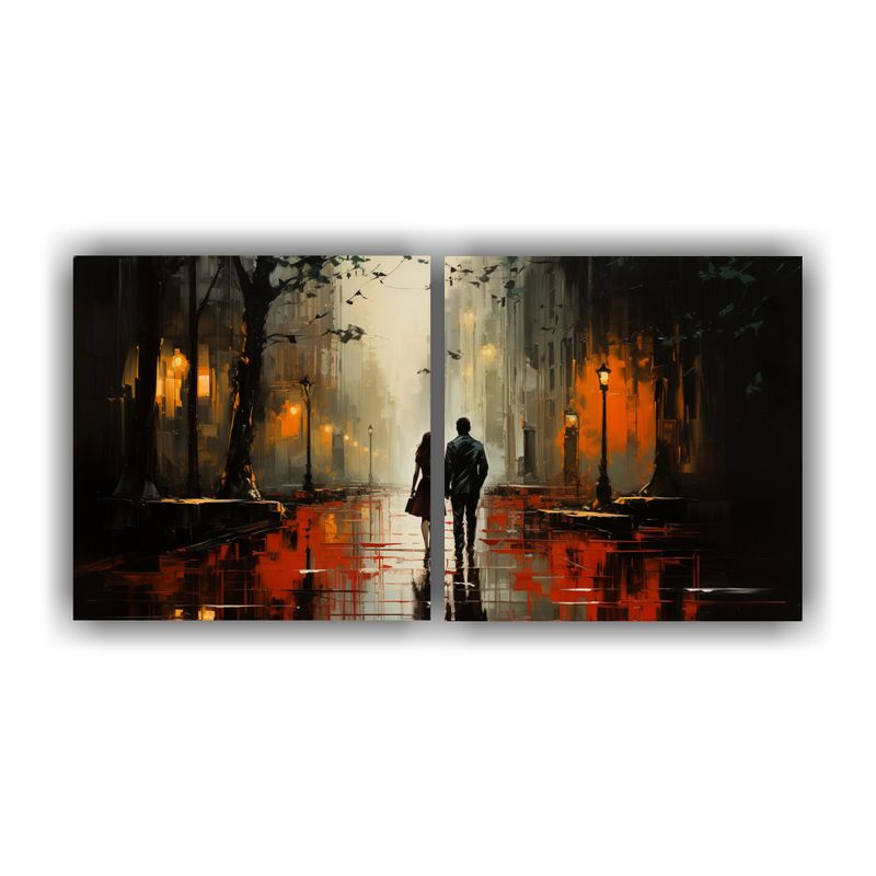 GENERICO - Pintura Cuadro Equilibrio Visual Caminando Bajo La Lluvia 160x80cm