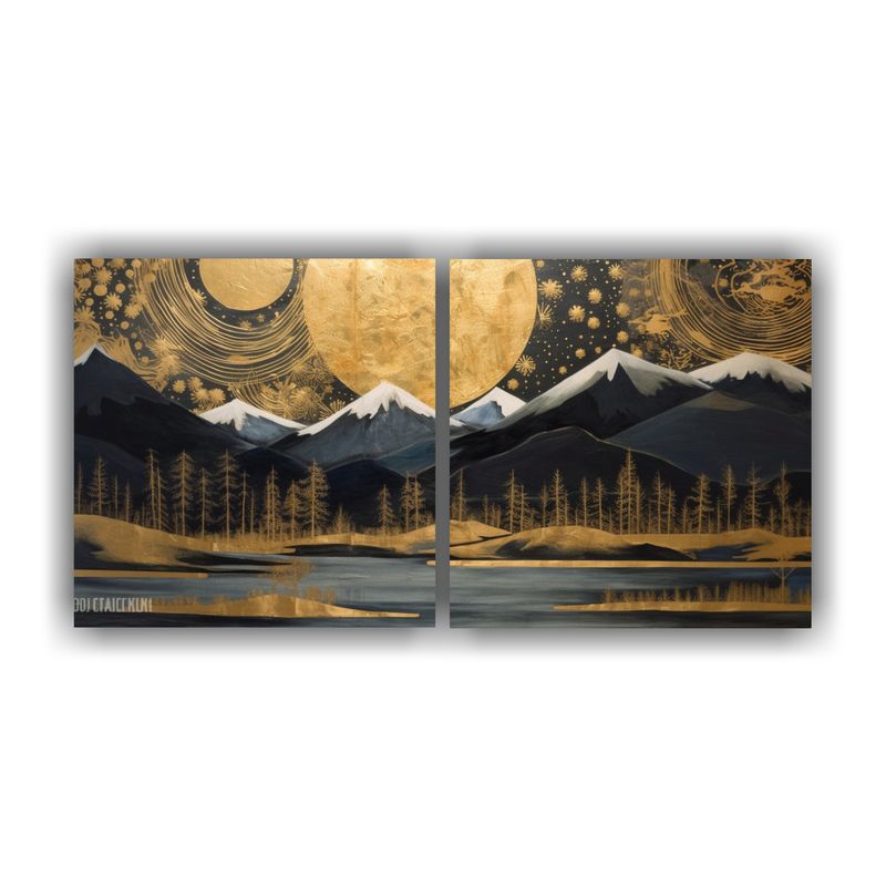 GENERICO - Cuadro Colores Impacto Visual Luna Montañas Decoración 160x80cm