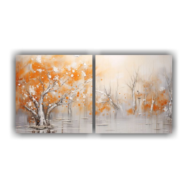 GENERICO - Lienzo De Tela En Colores Naranja Y Plateado Con Textura En  160x80cm