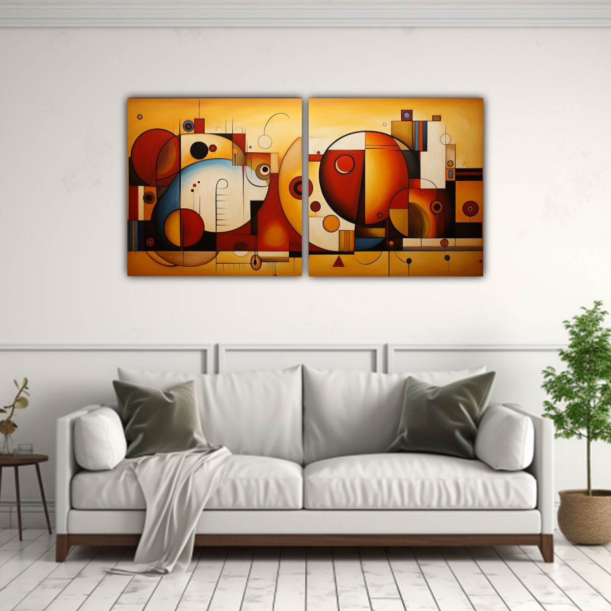 GENERICO - Conjunto 2 Lienzos Tela Estilo Galería Minimalista Cuadros  160x80cm