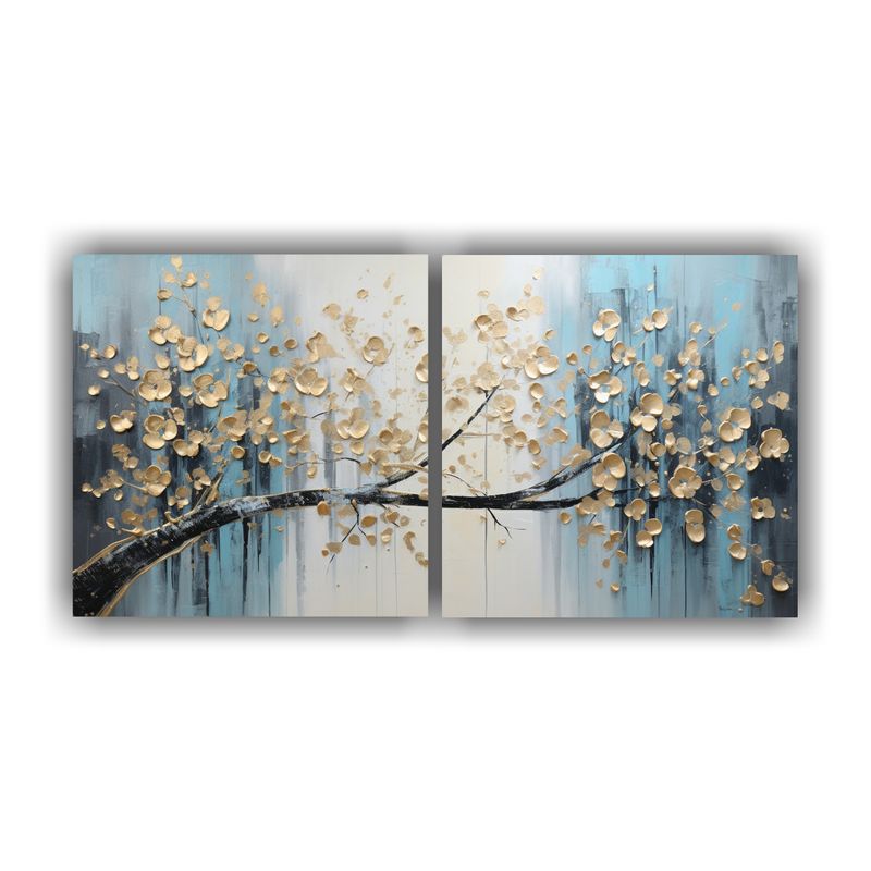 GENERICO - Pintura En Bastidor De Belleza Natural En Negro Y Dorado Est 160x80cm