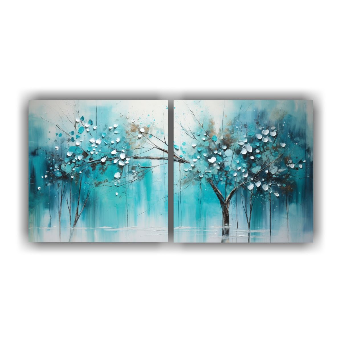 GENERICO - Pintura En Turquesa Y Plateado Para Decoración En La Galer 160x80cm