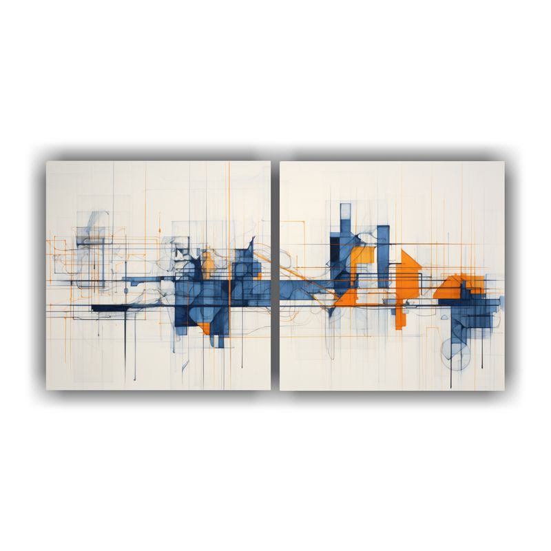 GENERICO - Pintura Decorativa Abstracta Con Naranja E índigo 160x80cm