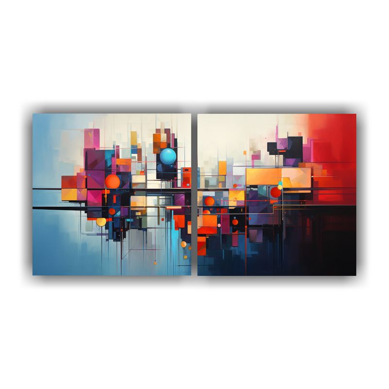 GENERICO - Set De 2 Telas En Bastidor Estilo Galería Estético Abstrac 160x80cm
