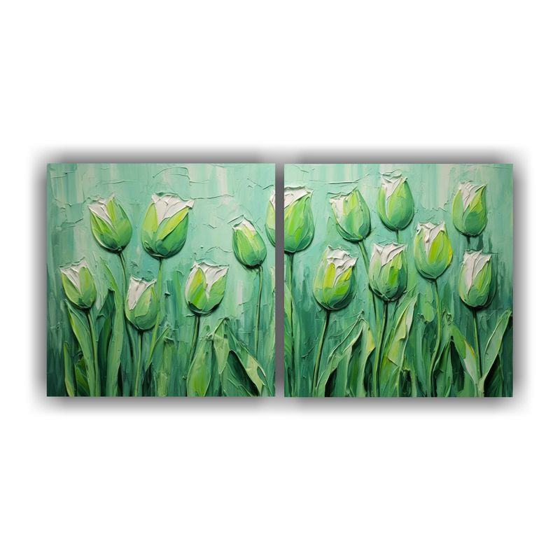 GENERICO - Lienzos De Tela Dibujo Impactante A Green TULIPS En El Estil 160x80cm