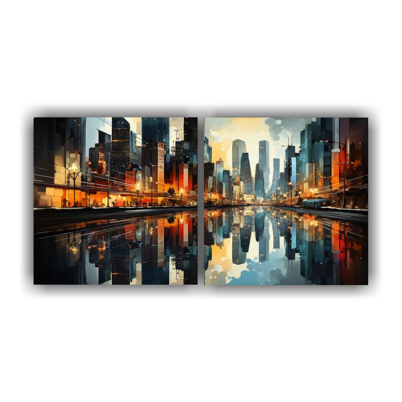 GENERICO - Cuadro Decorativo Visual De Una Ciudad Fragmentada Con Paisa 160x80cm