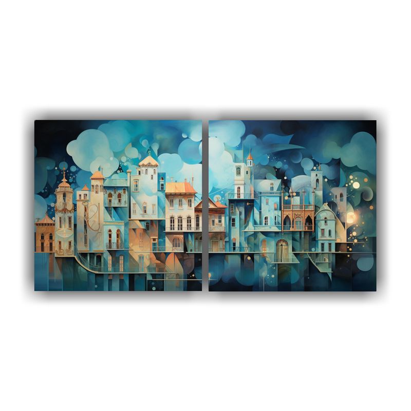 GENERICO - Cuadros Abstractos Fusion De Arquitectura Y Sueños 160x80cm