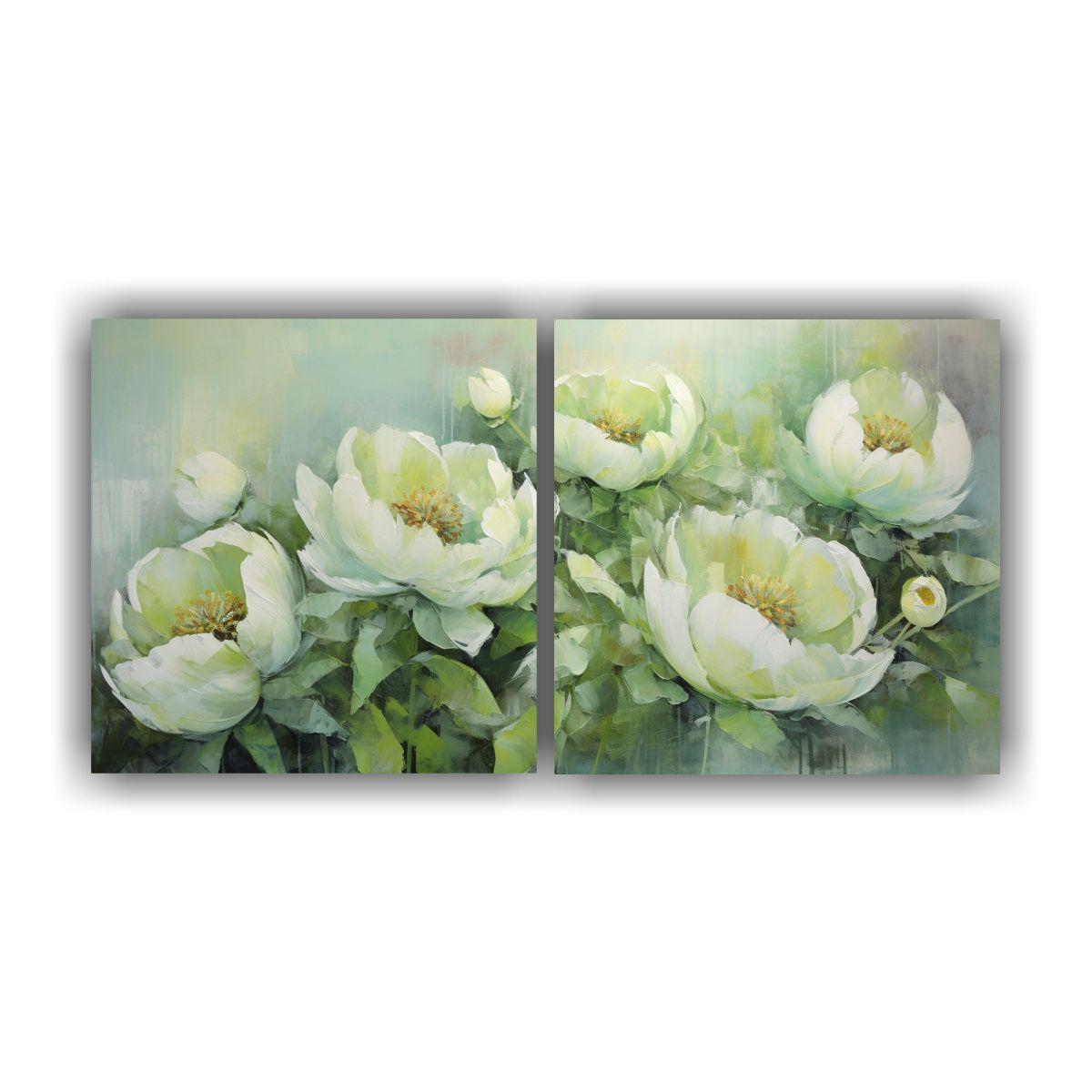 GENERICO - Lienzos Calidos Belleza Natural Green PEONIES Pintura En Lie 160x80cm