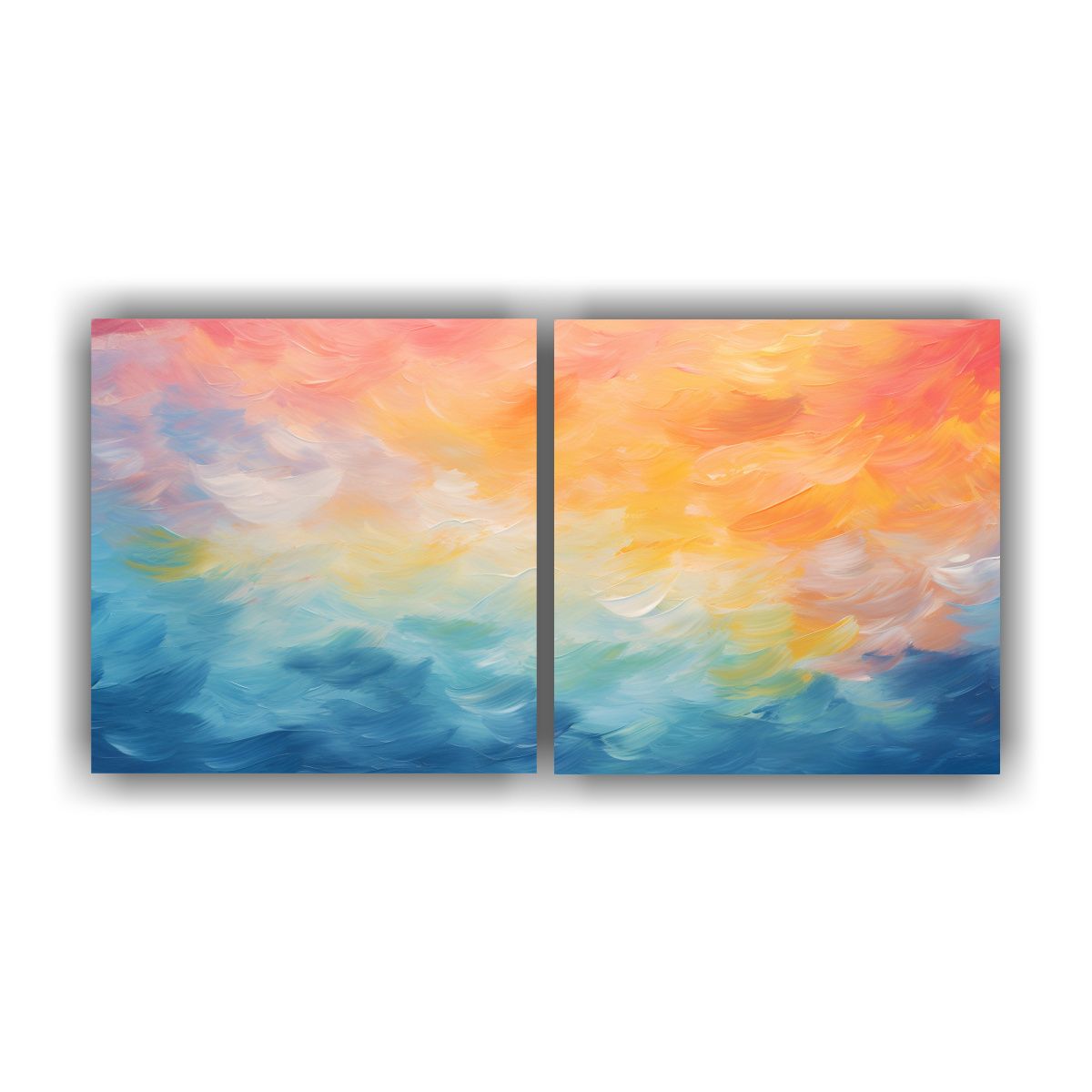 GENERICO - Pintura Al óleo De Dos Composiciones Con Pinceladas Impacta 160x80cm