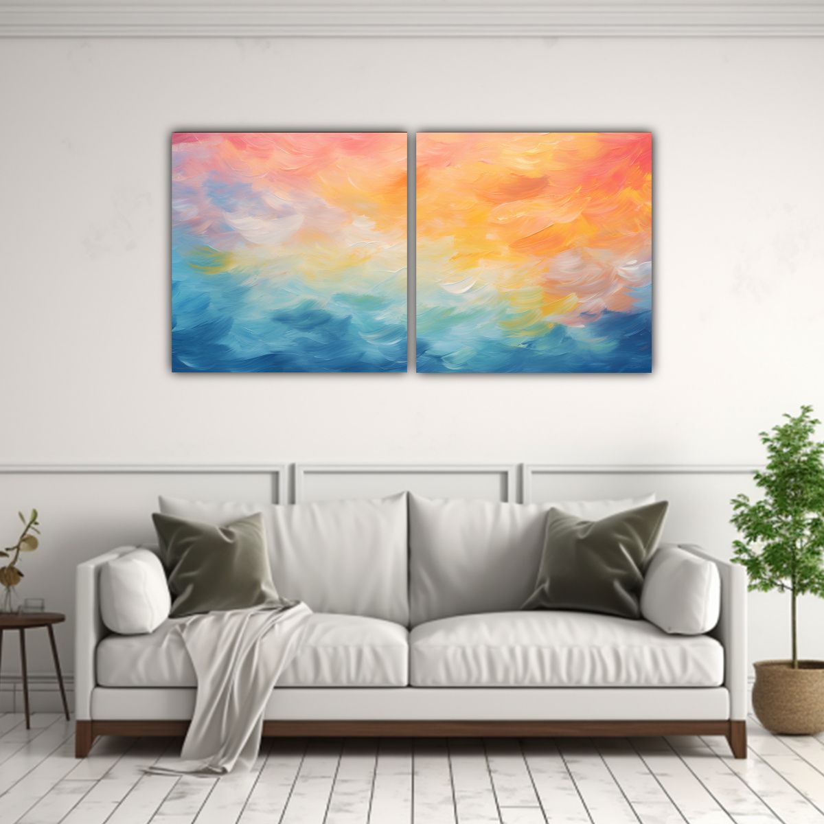 GENERICO - Pintura Al óleo De Dos Composiciones Con Pinceladas Impacta 160x80cm