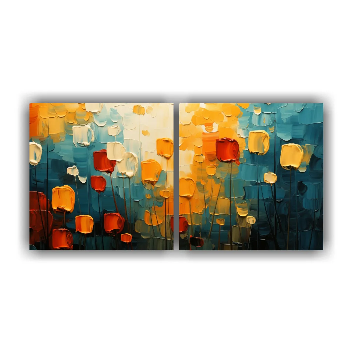 GENERICO - Cuadro Abstracto En Tonos Armonía Colores Forestal Sobre Li 160x80cm