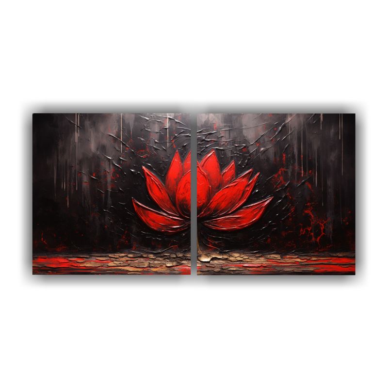 GENERICO - Cuadro De Loto Negro En Bastidor Expresión Para Oficina 160x80cm