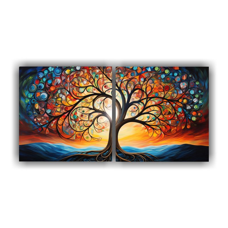 GENERICO - Pinturas Decorativas Multicoloras De árbol Abstracto En Lie 160x80cm