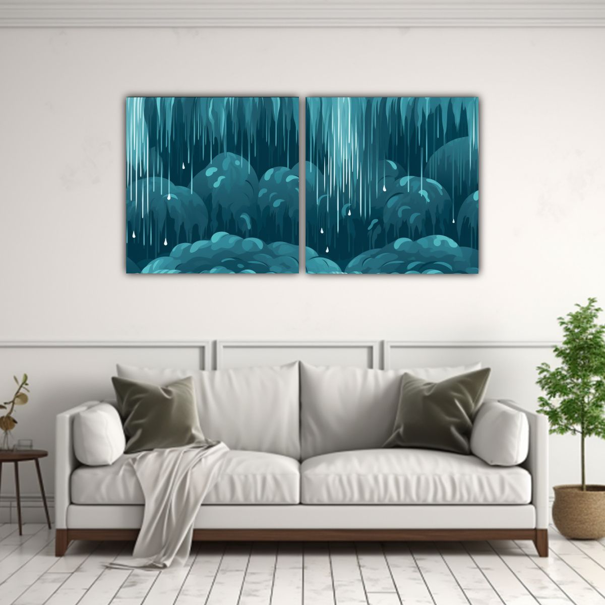 GENERICO - Cuadros Acuarela Dormitorio Con Patrón Relajante De Cascada 160x80cm