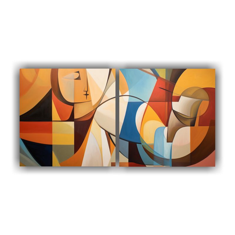 GENERICO - Pinturas Abstractas Inspiradas En El Cubismo Con Formas Cál 160x80cm
