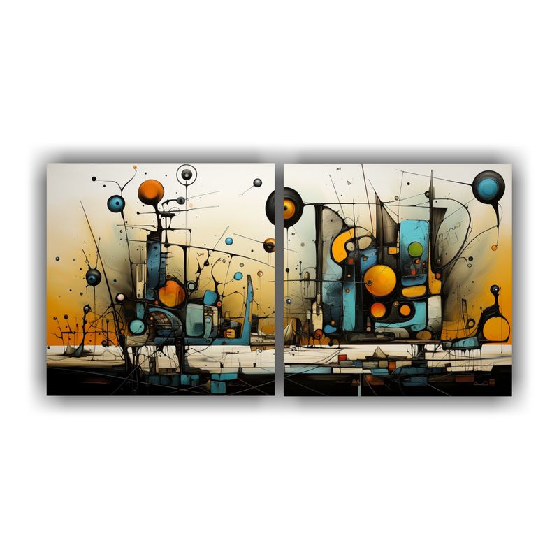 GENERICO - Cuadros Abstractos En Lienzo Set De 2 Lienzos De Tela En Col 160x80cm