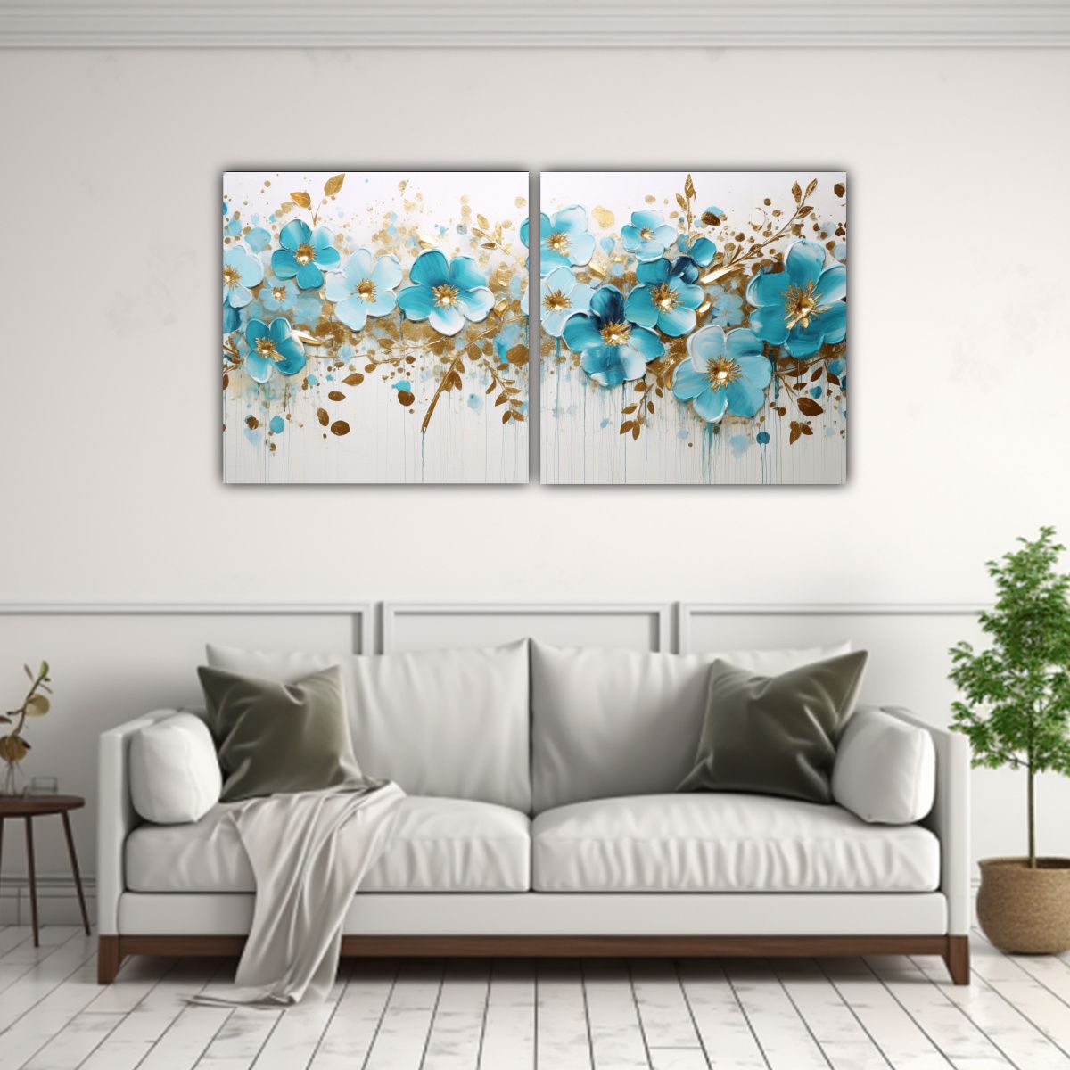 GENERICO - Pintura Acrílica En Blanco Para Comedor Dos Cuadros Moderno 160x80cm