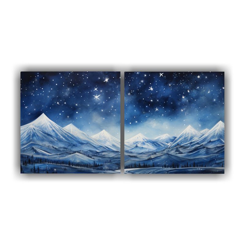 GENERICO - Set 2 Cuadros Modernos Armonía Paisaje De Montaña Con Esti 160x80cm
